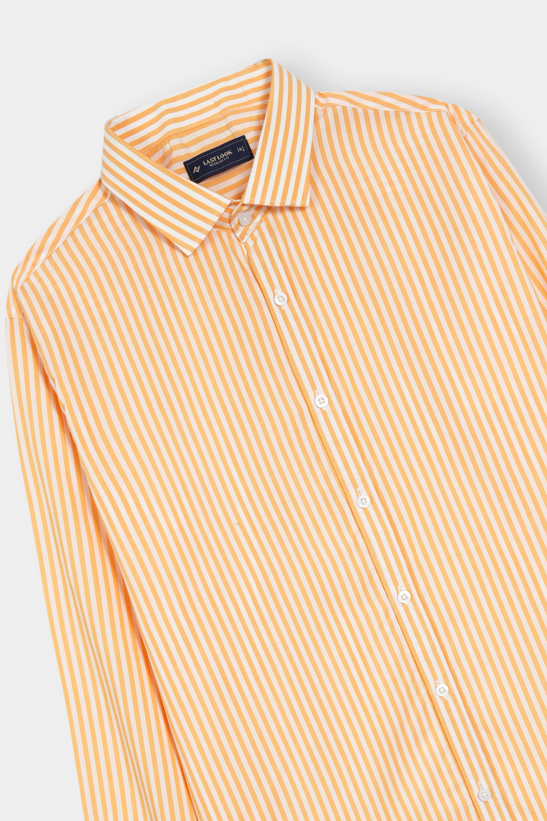 Orange Stripes Dress Shirt Men