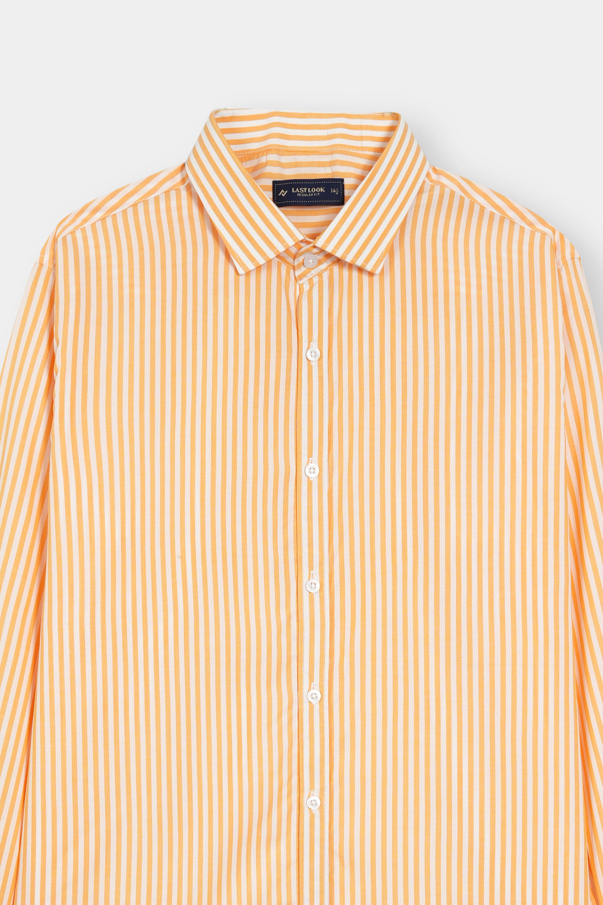 Orange Stripes Dress Shirt Men