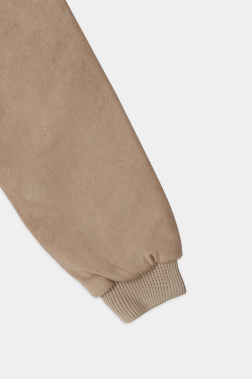 Beige Men Suede Jacket