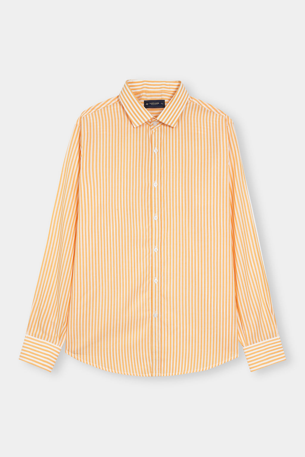 Orange Stripes Dress Shirt Men