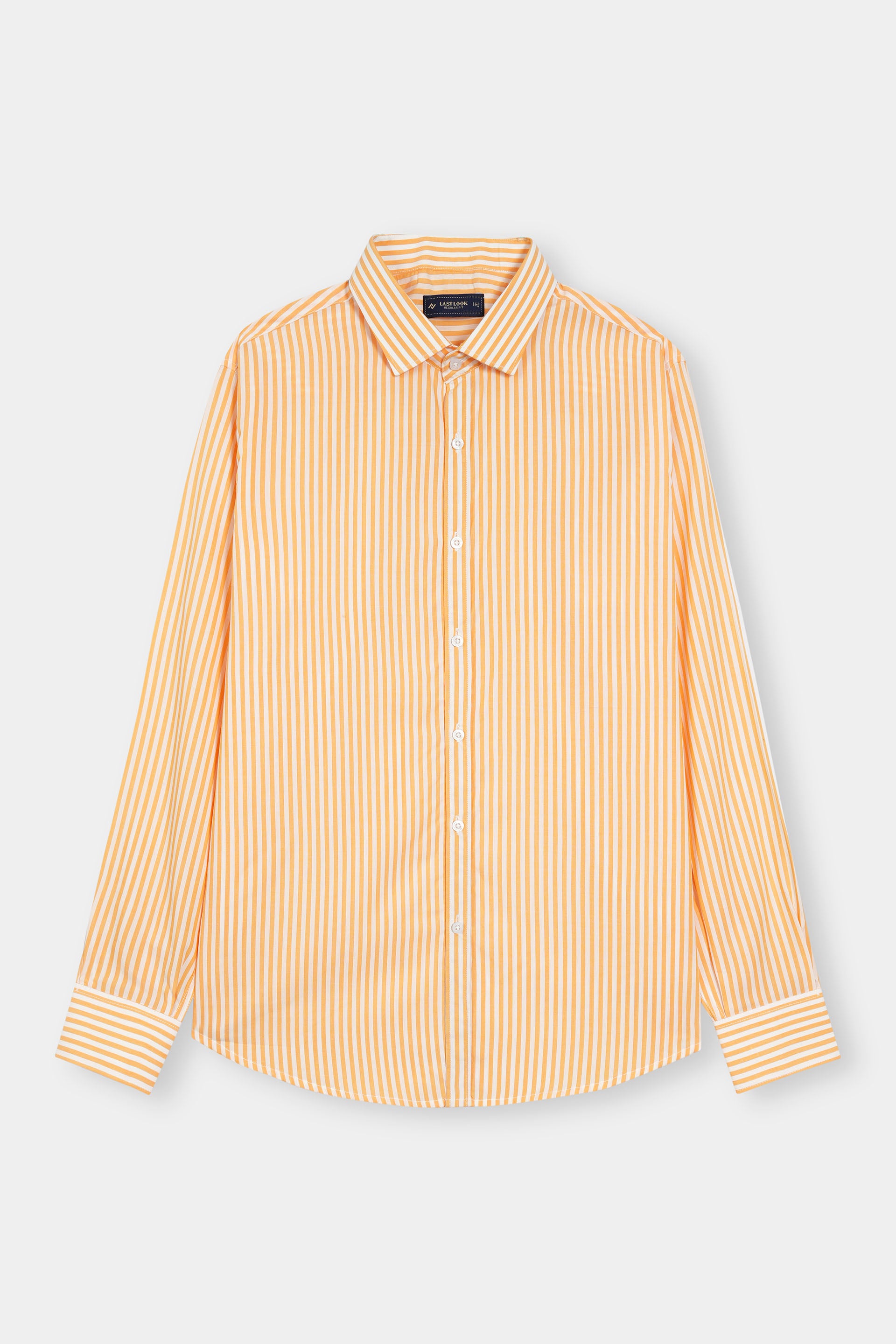 Orange Stripes Dress Shirt Men