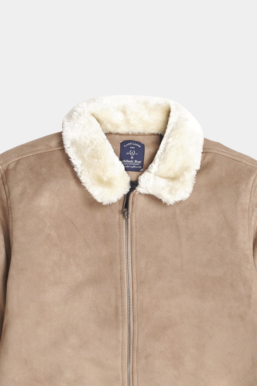 Beige Men Suede Jacket