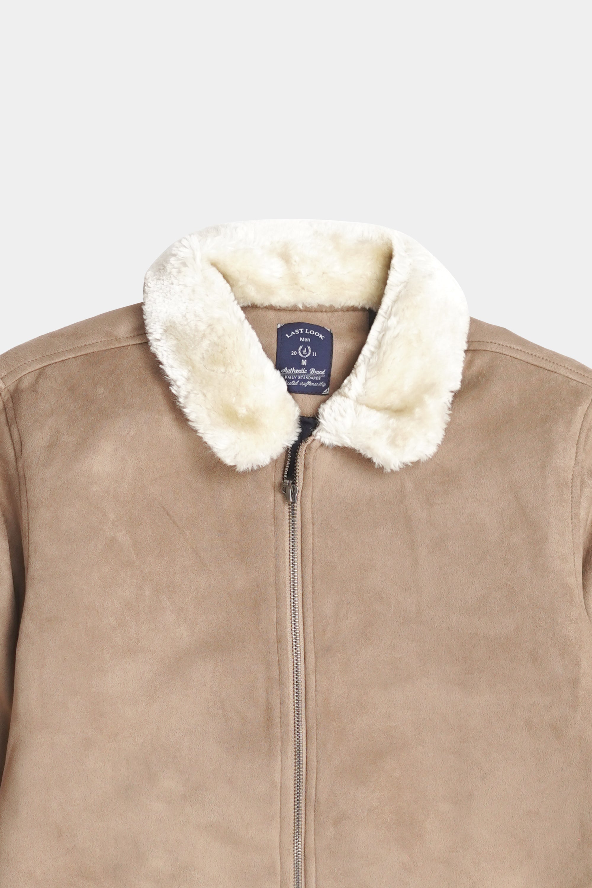 Beige Men Suede Jacket
