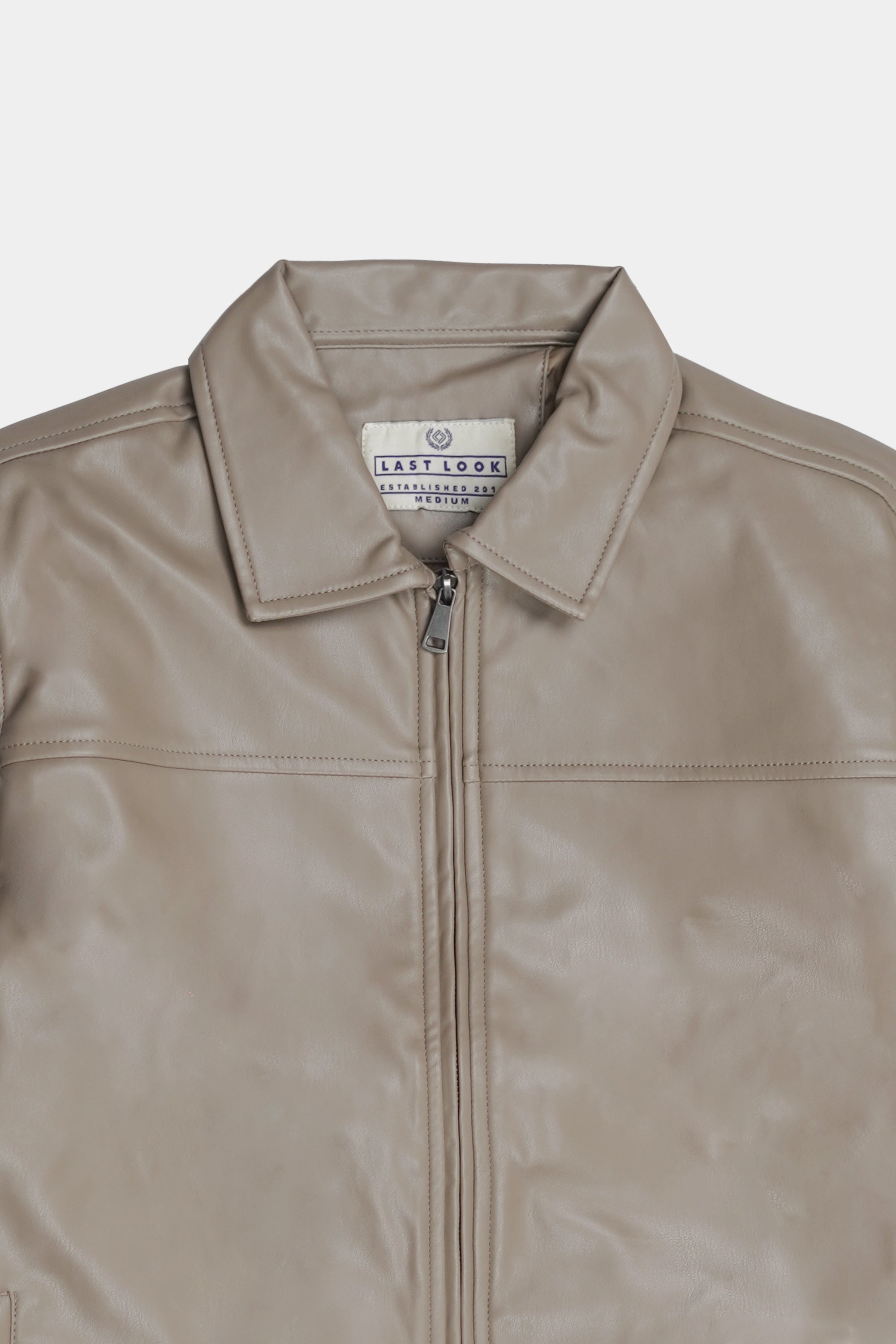 Beige Men PO-Leather Jacket