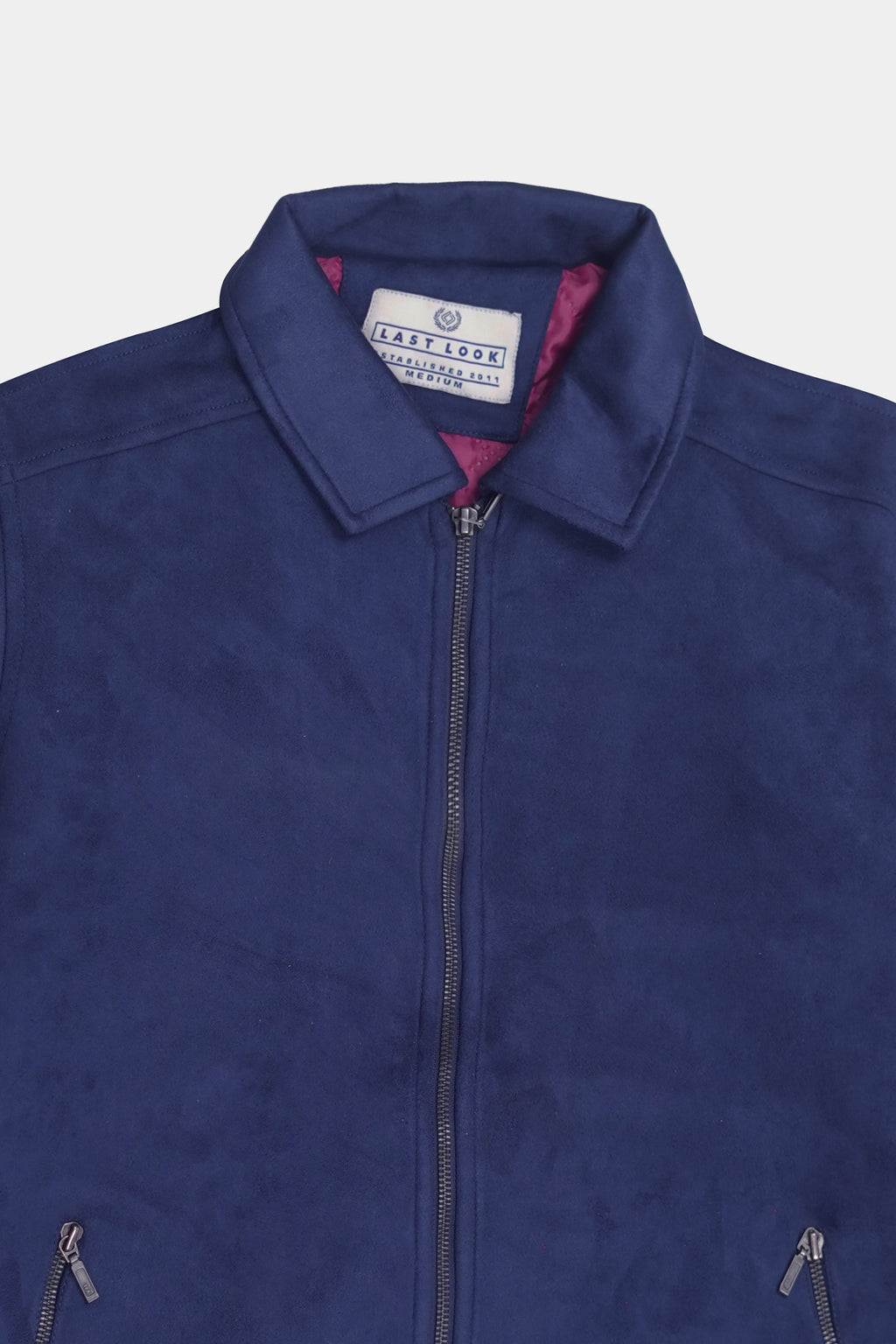 Navy Men Suede Jacket