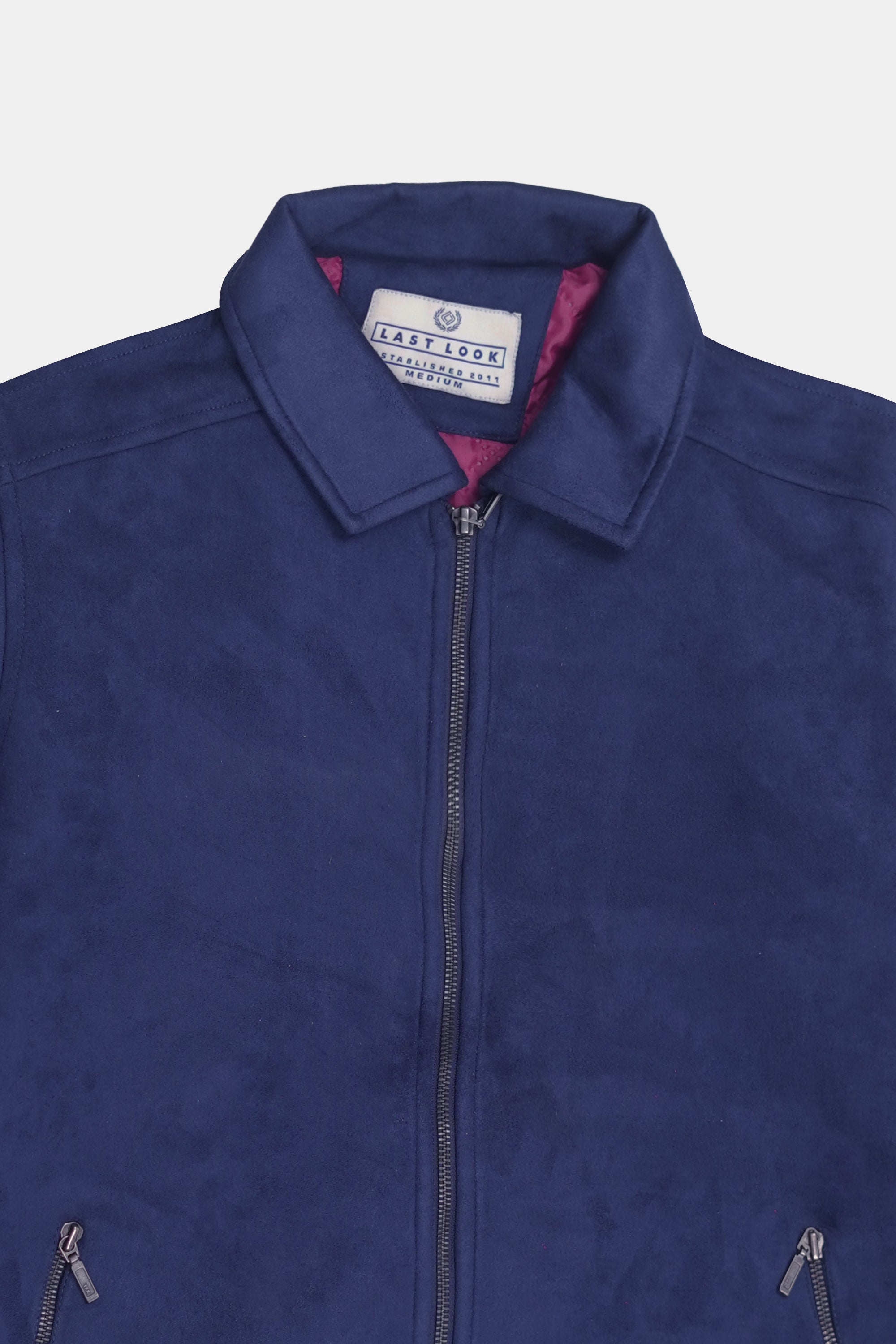 Navy Men Suede Jacket