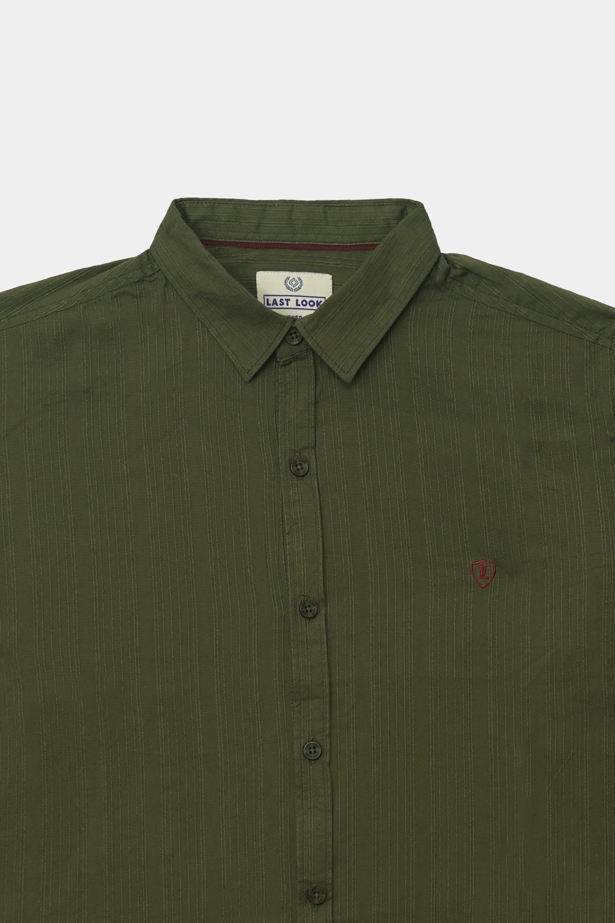 Olive Casual Dress Shirt Men