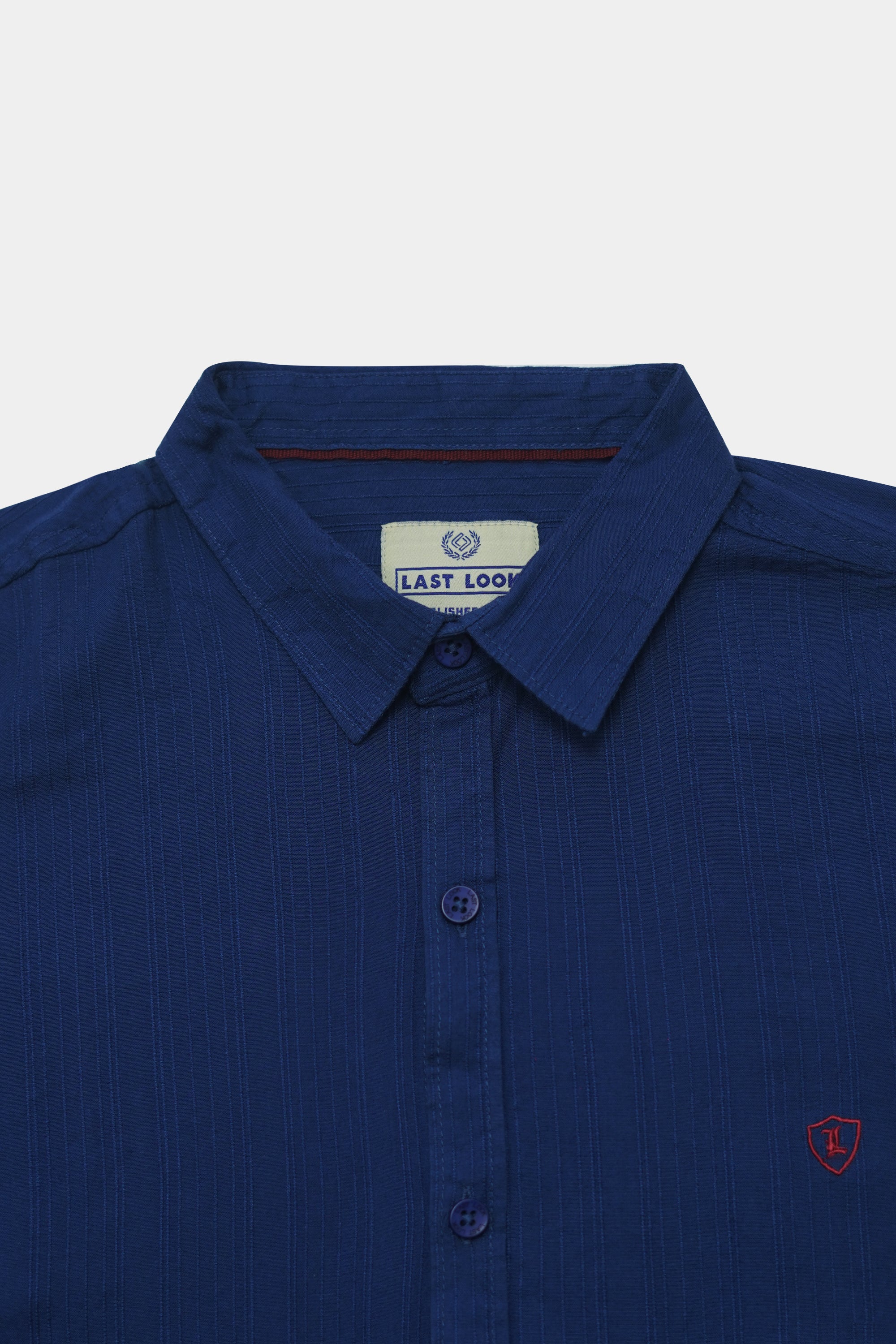 Dark Blue Casual Dress Shirt Men