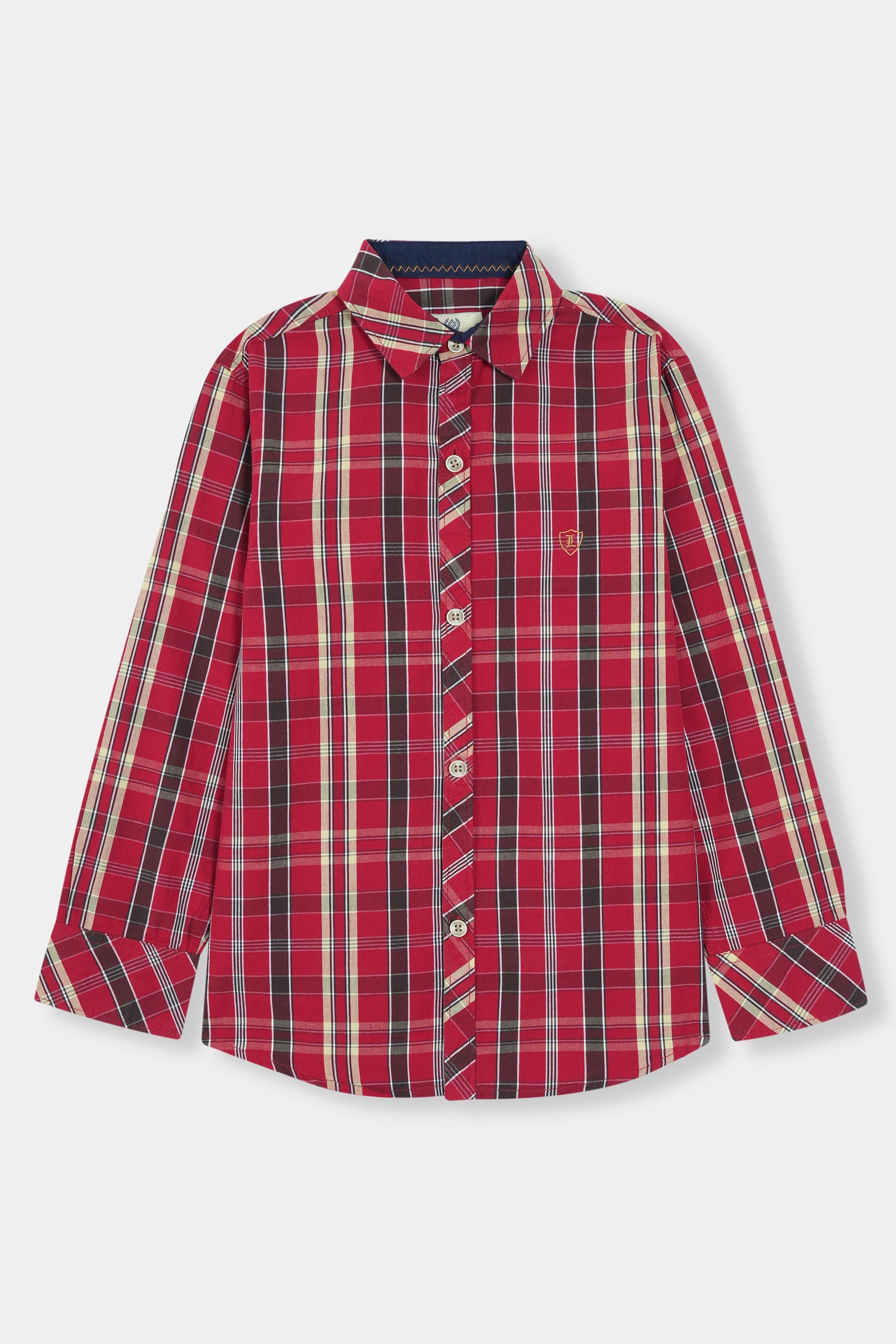 GreenChecked Casual Dress Shirt Boys