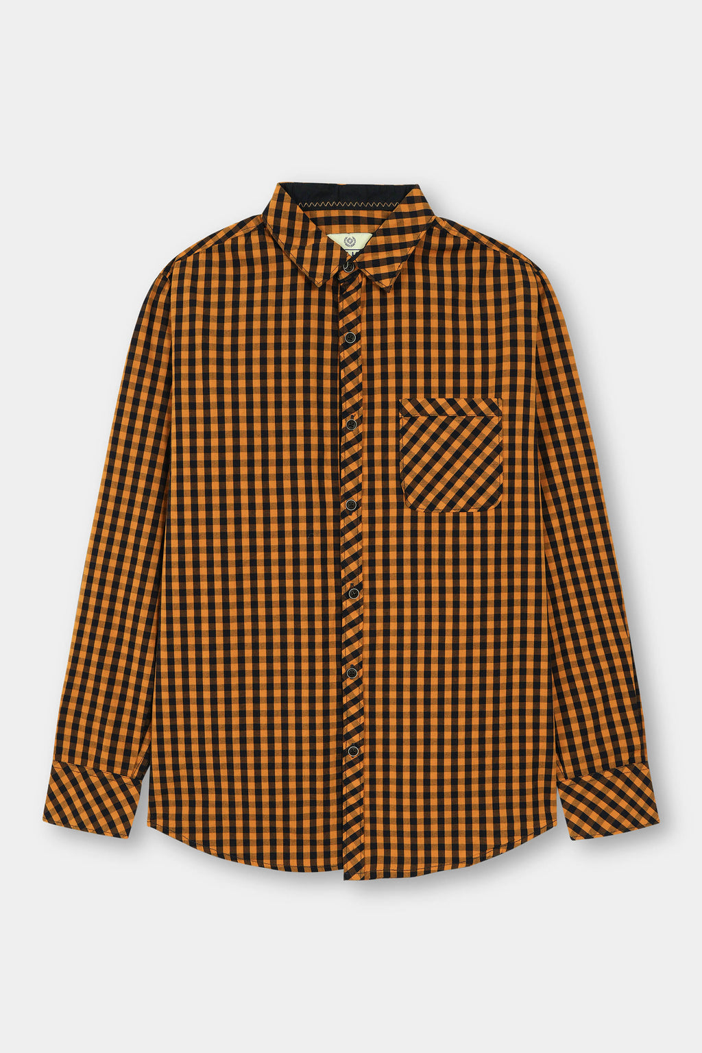 Yellow Checked Casual Dress Shirt Men