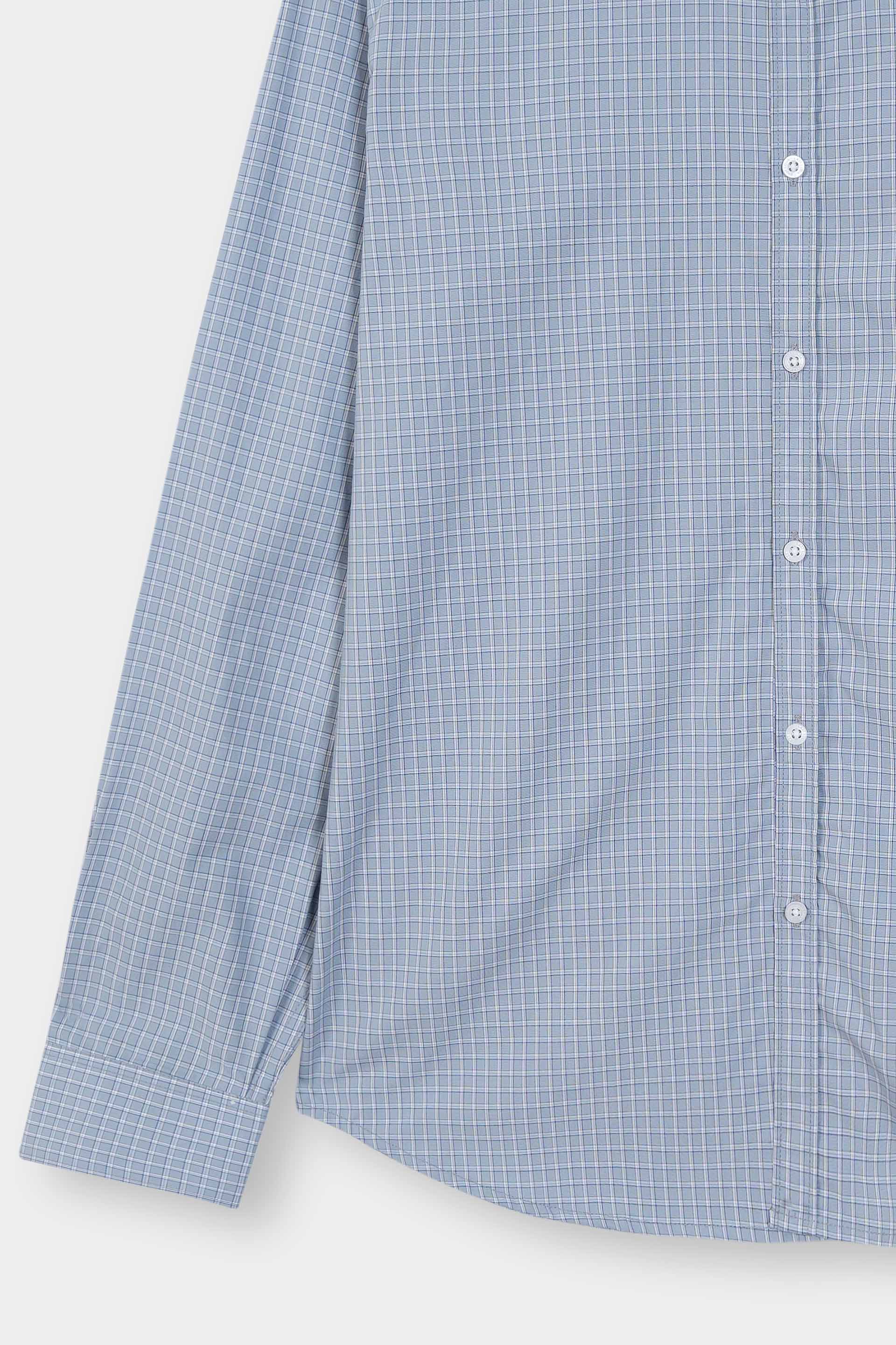 Blue Cheaked Dress Shirt Men