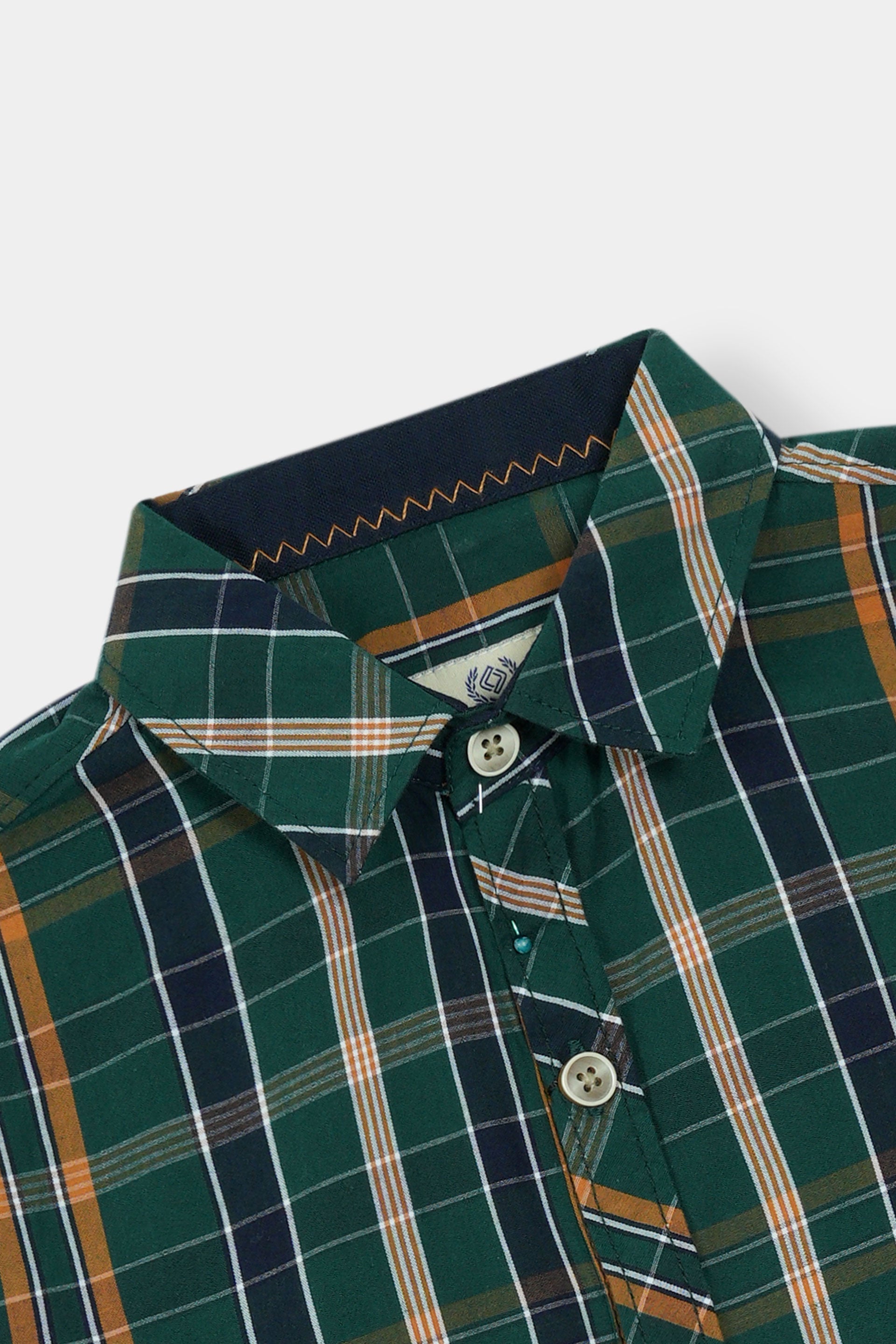 GreenChecked Casual Dress Shirt Boys