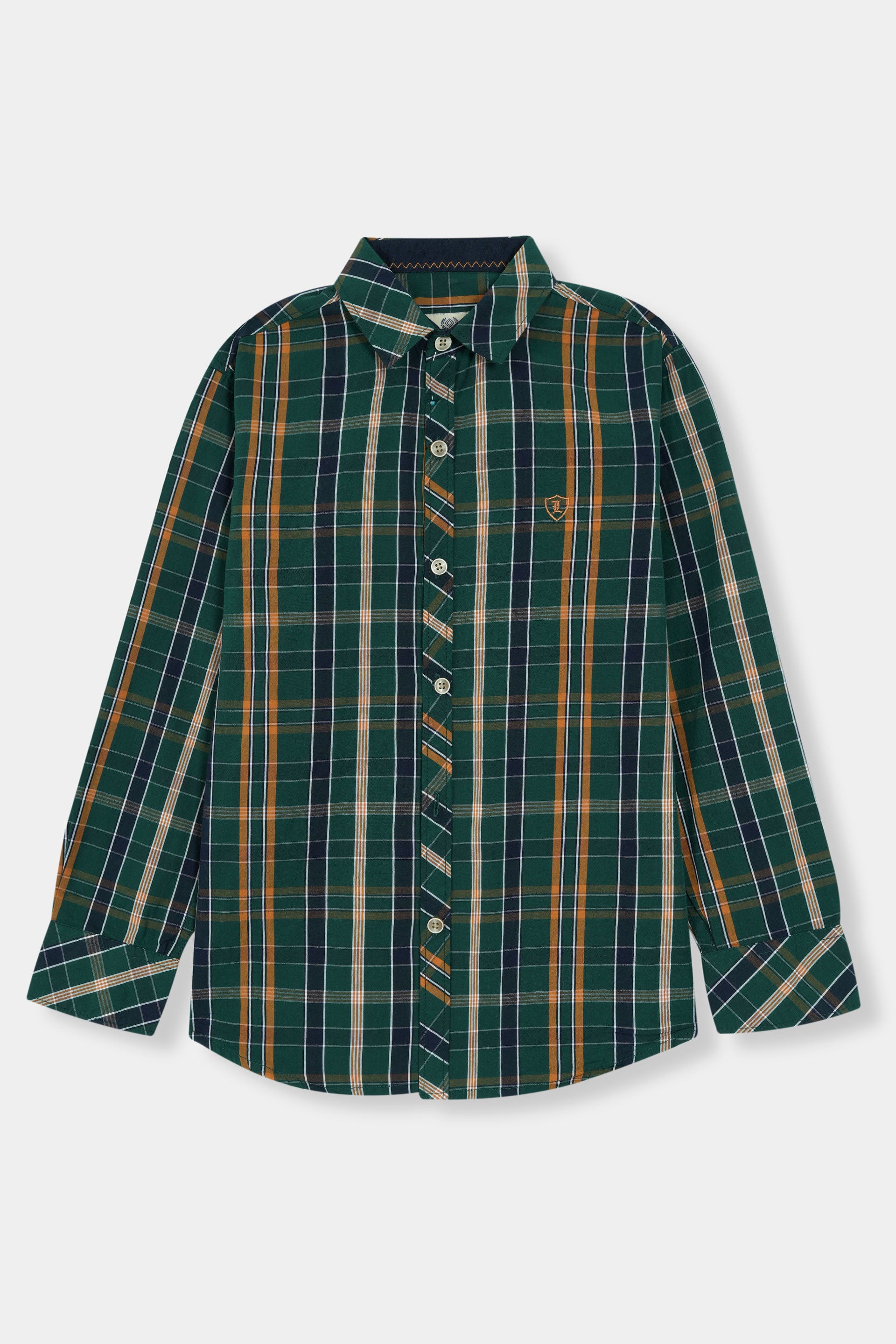 GreenChecked Casual Dress Shirt Boys