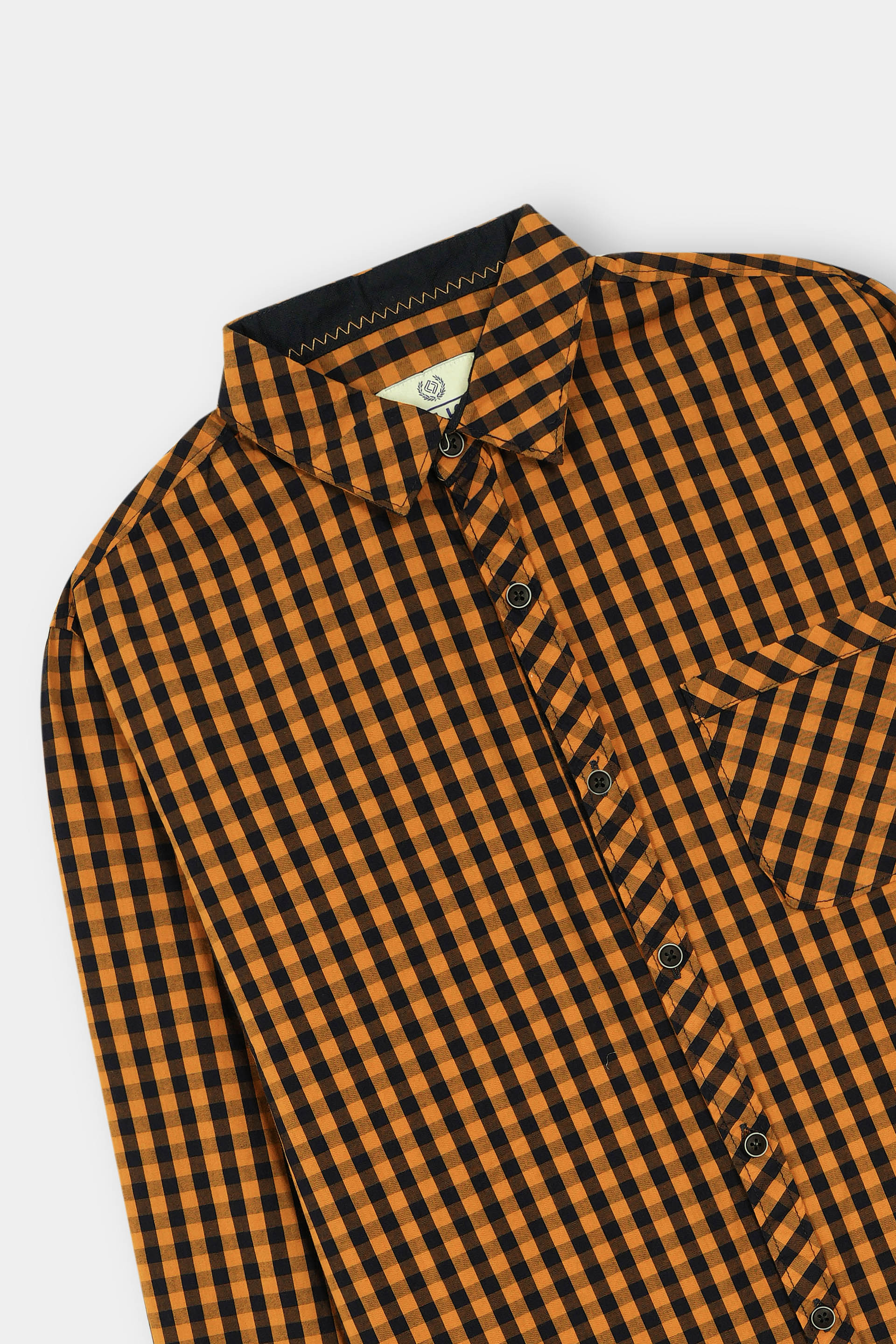 Yellow Checked Casual Dress Shirt Men