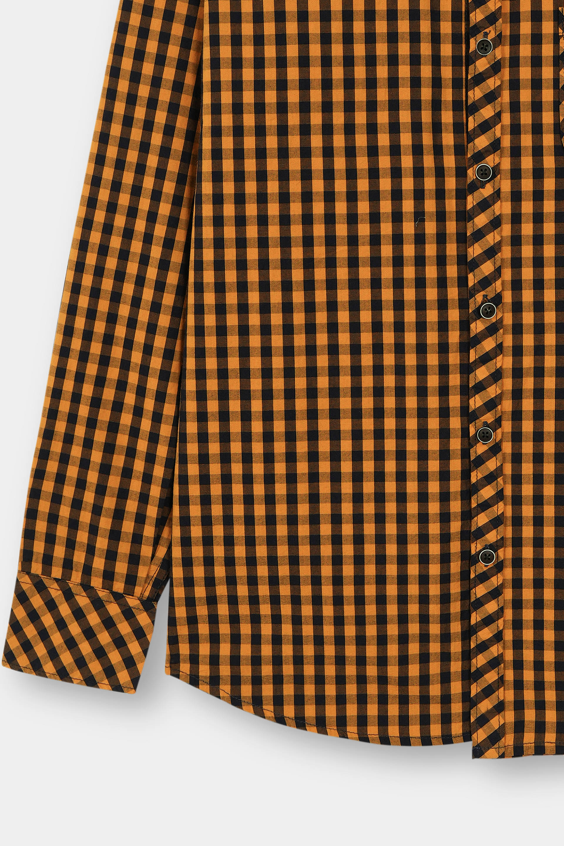 Yellow Checked Casual Dress Shirt Men