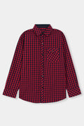 Red Checked Casual Dress Shirt Boys