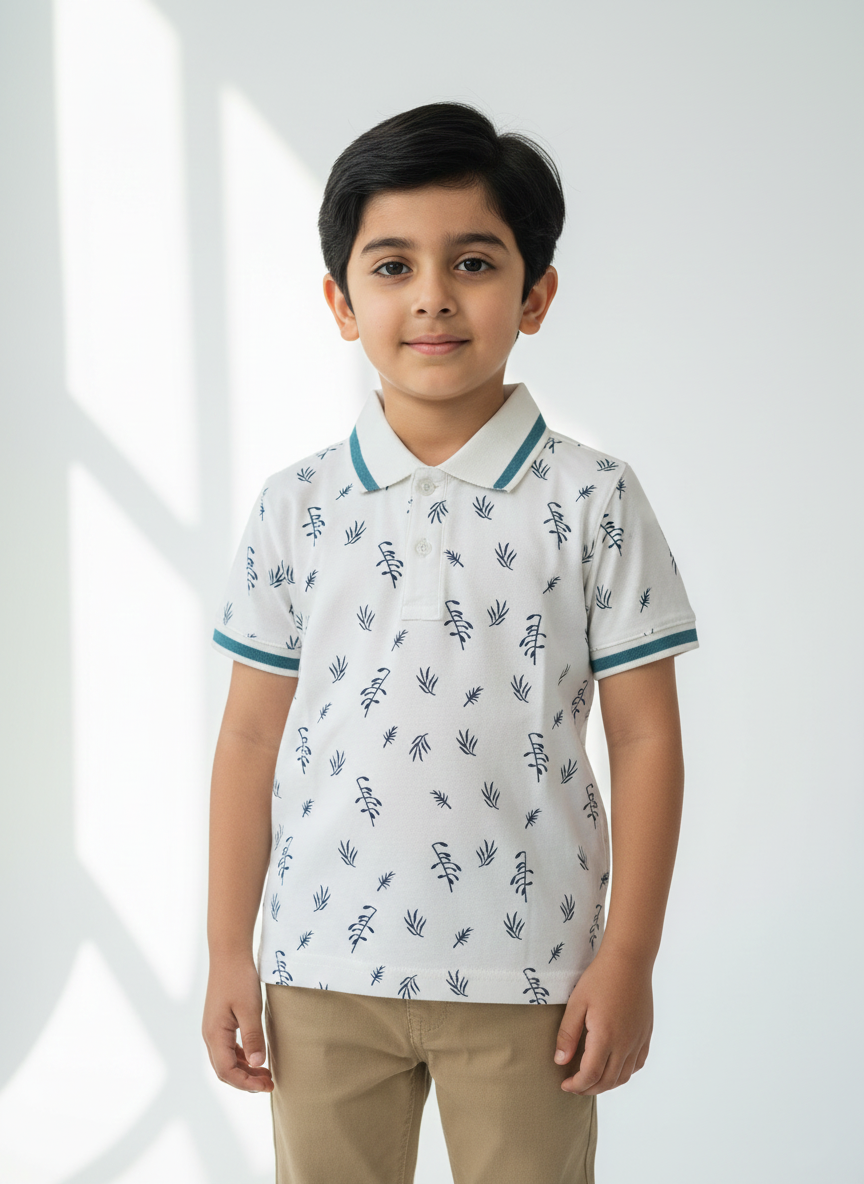 White Leave Polo shirts