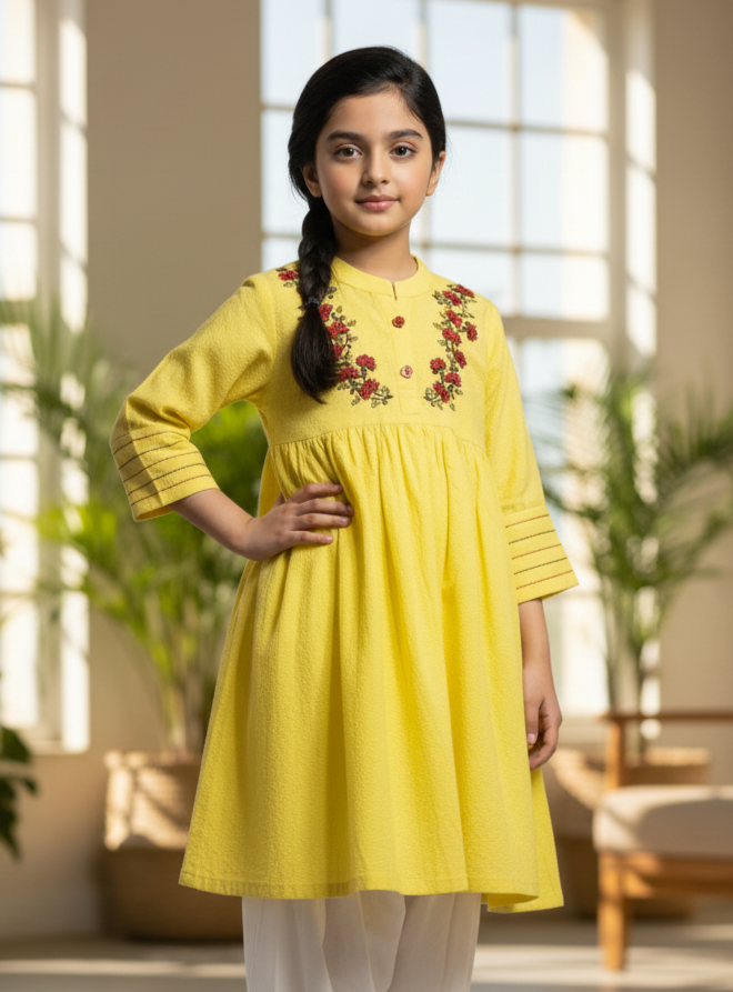 Yellow Kurti Girls