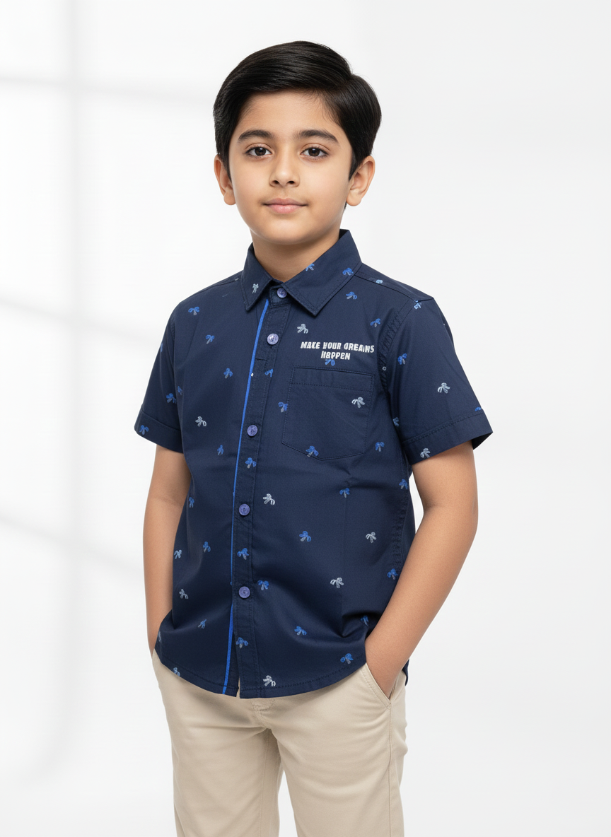 Navy Blue Causal Boys Shirts