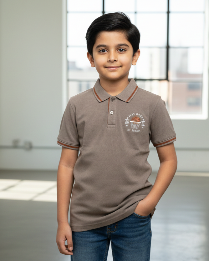 Coffee Brown Boys Polo Shirts
