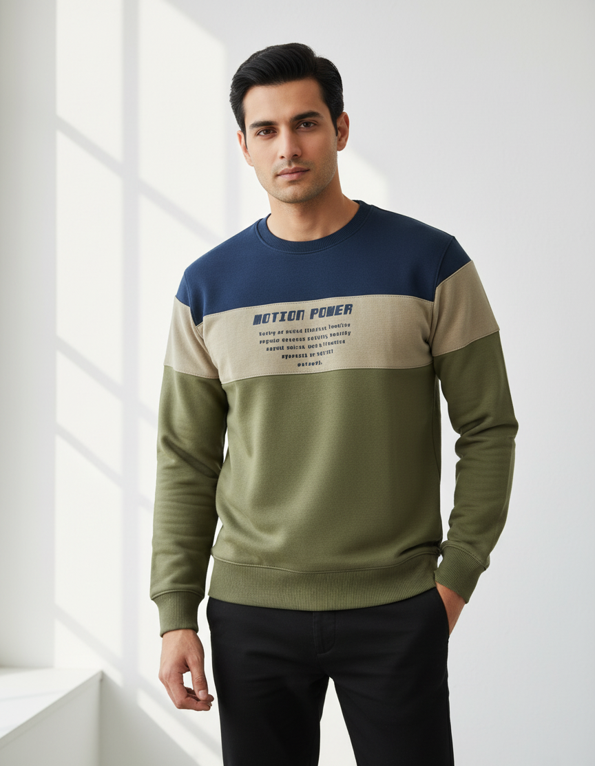 Green & Navy Sweatshirt Men