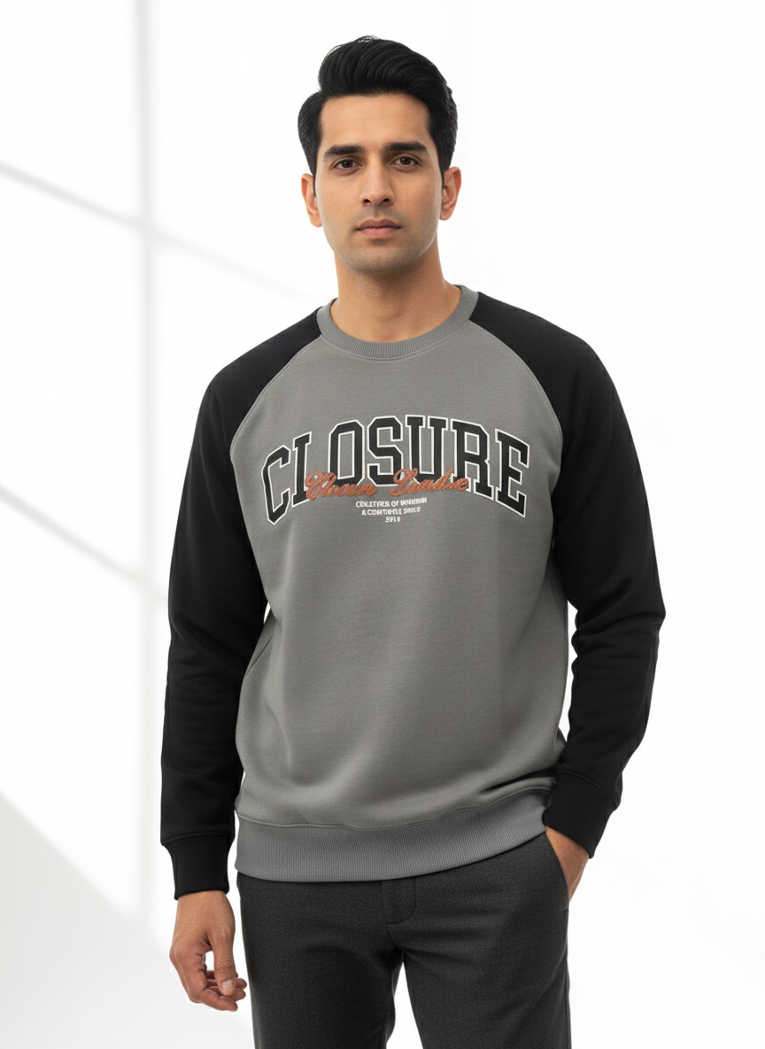 Closure Grey Sweatshirt Men
