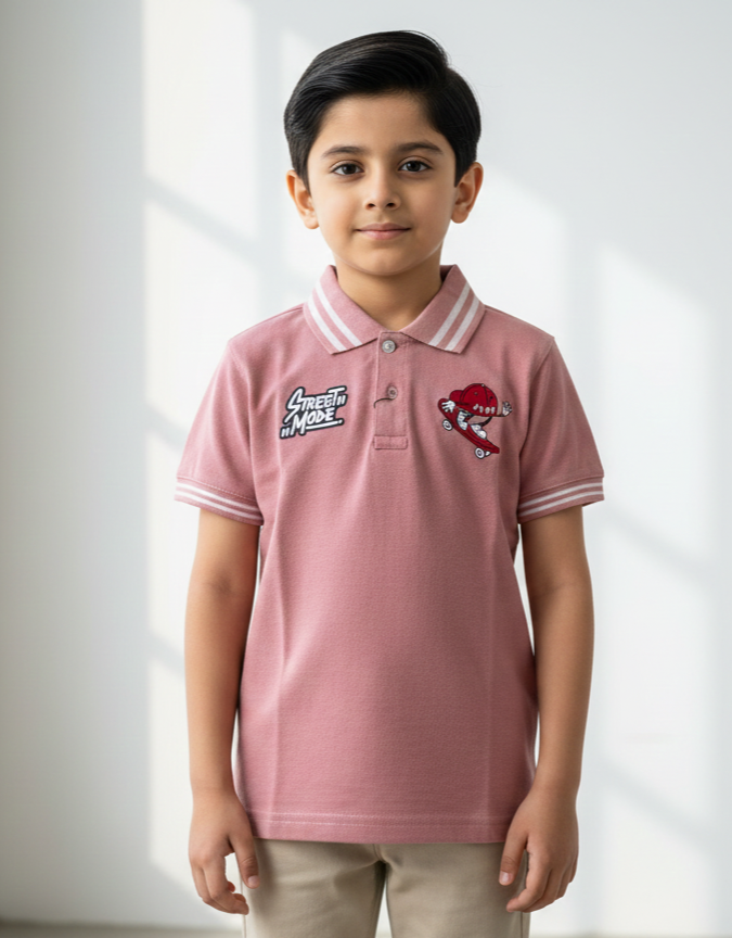 Light Pink Boys Polo Shirts