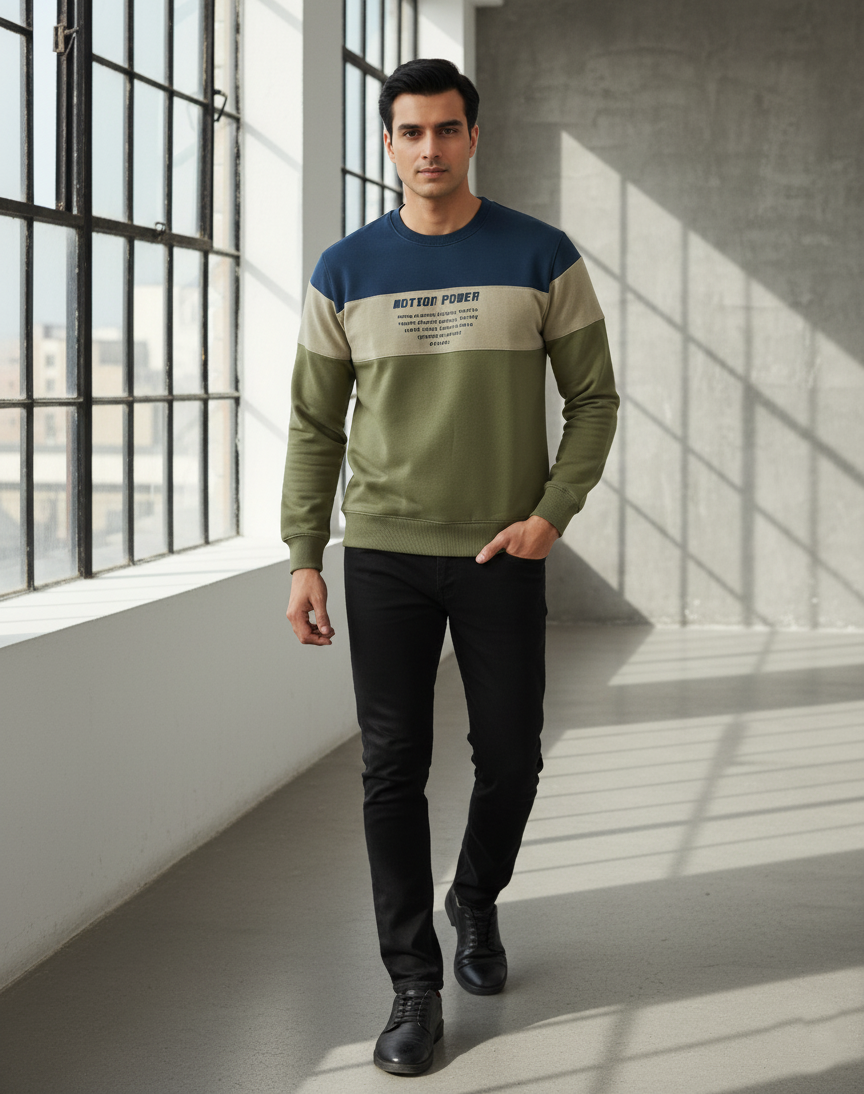 Green & Navy Sweatshirt Men