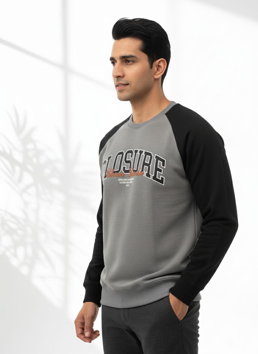 Closure Grey Sweatshirt Men