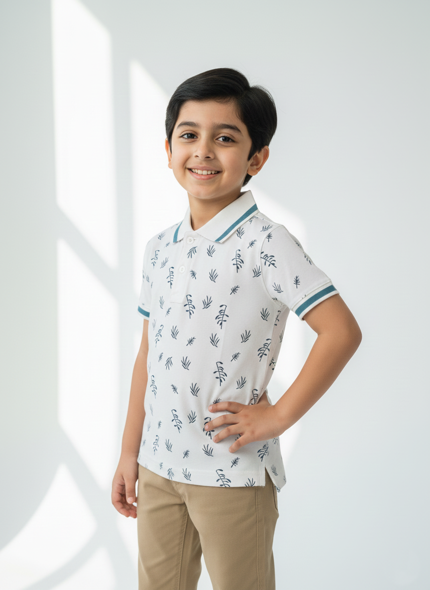 White Leave Polo shirts