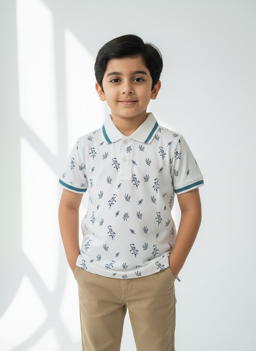 White Leave Polo shirts