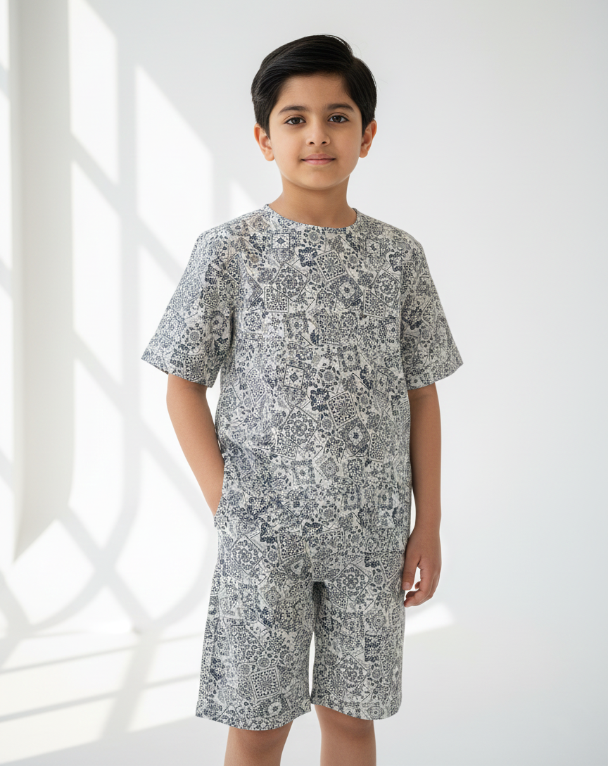 Printed Black & White Boys Niker Suits