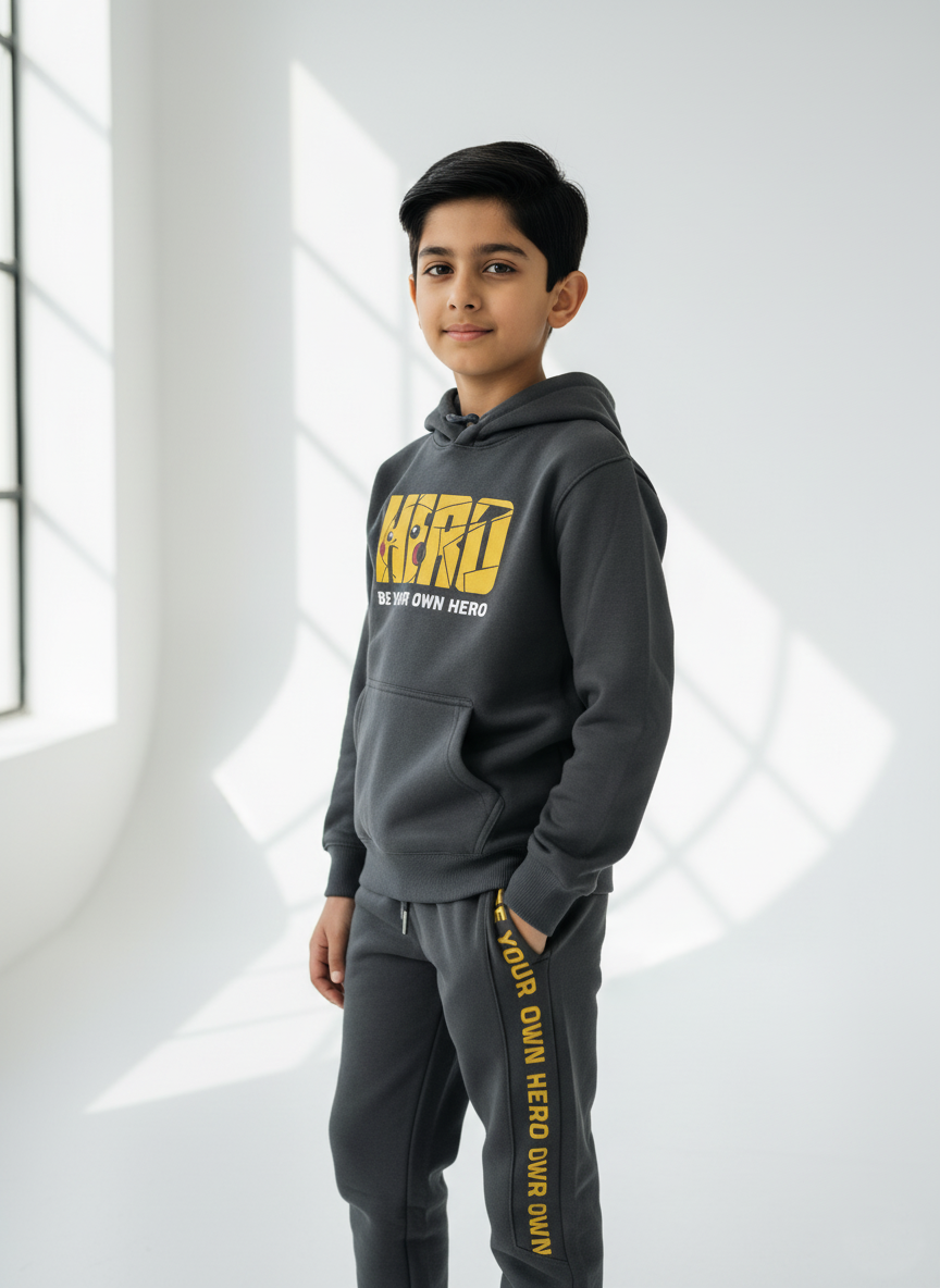 Charcoal Hero Tracksuit Boys