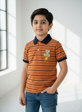 Orange &  Blue Lines Boys Polo Shirts
