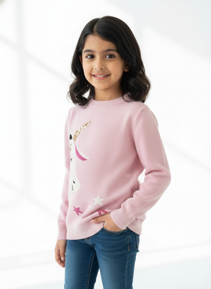 Pink Stars Sweater Girls
