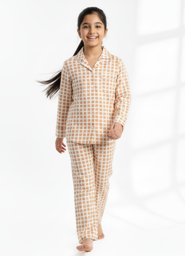 Light Peach Girls Night Suits