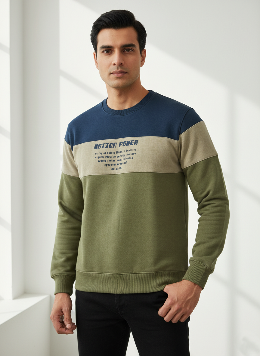 Green & Navy Sweatshirt Men