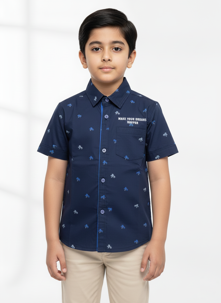 Navy Blue Causal Boys Shirts