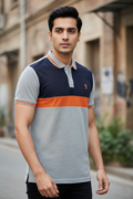 Orange & Grey Polo Shirt Men