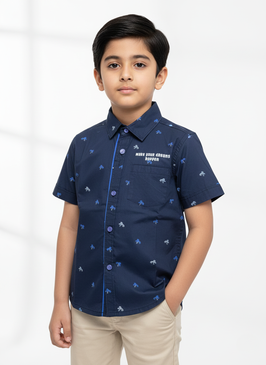 Navy Blue Causal Boys Shirts