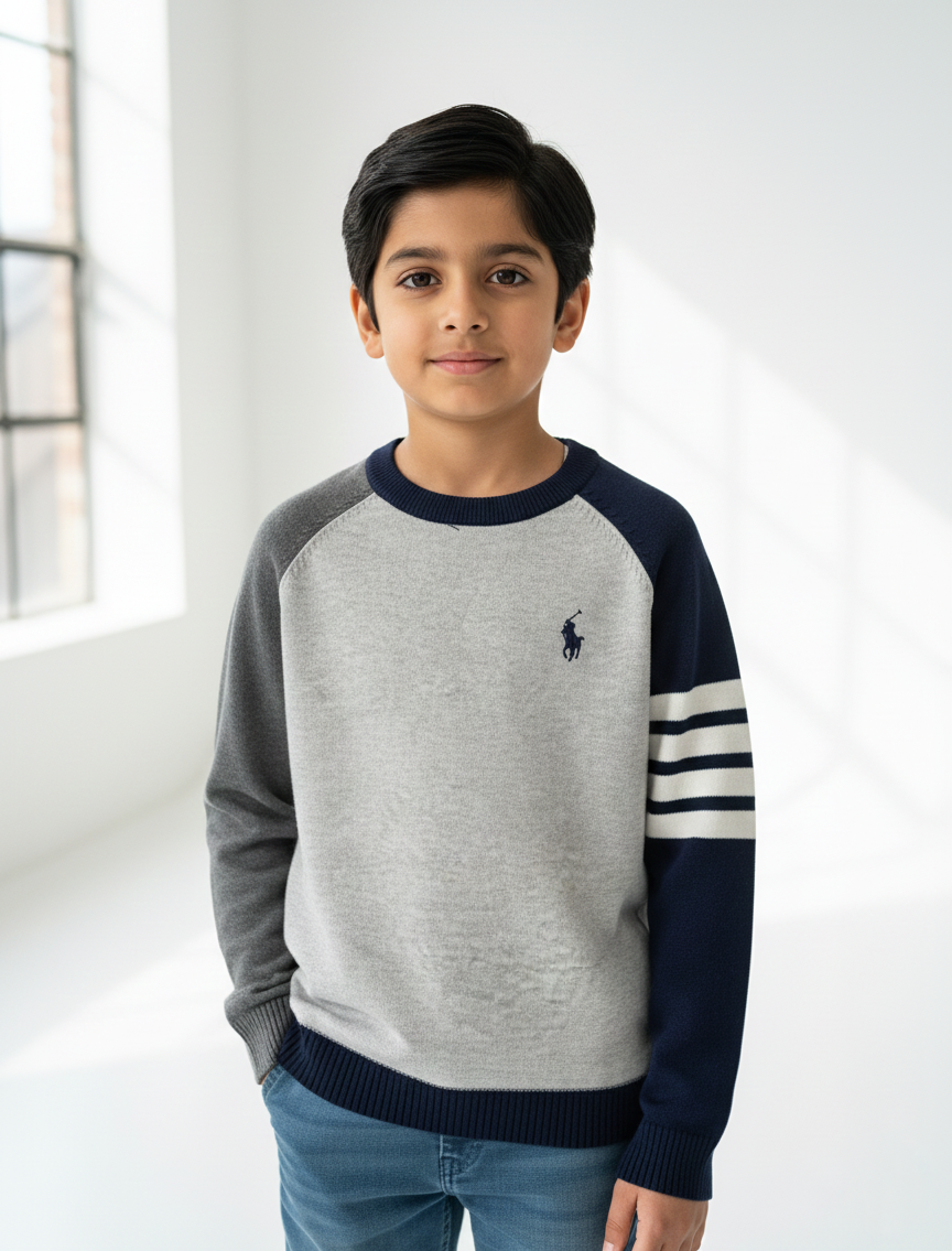 Grey & Navy Sweater Boys