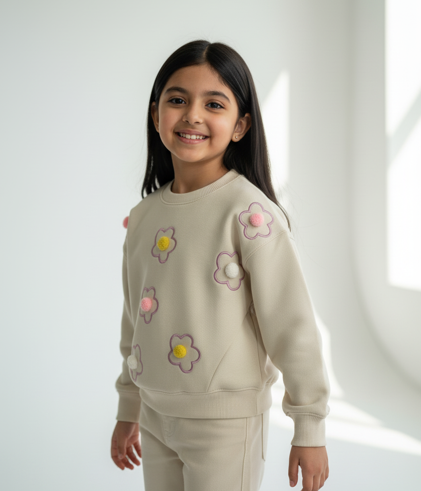 Cream Sweatshirt Girls