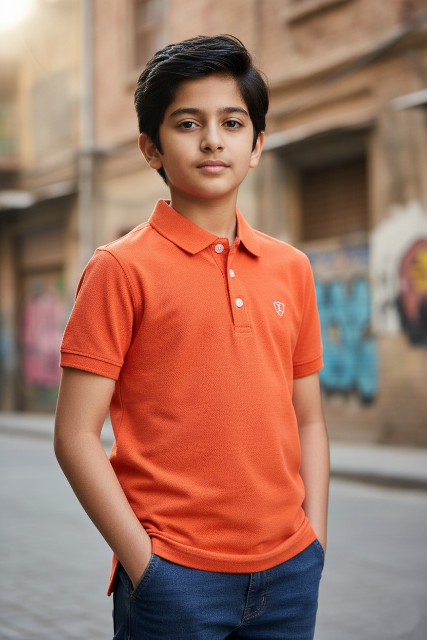 Orange Polo Shirt Boys