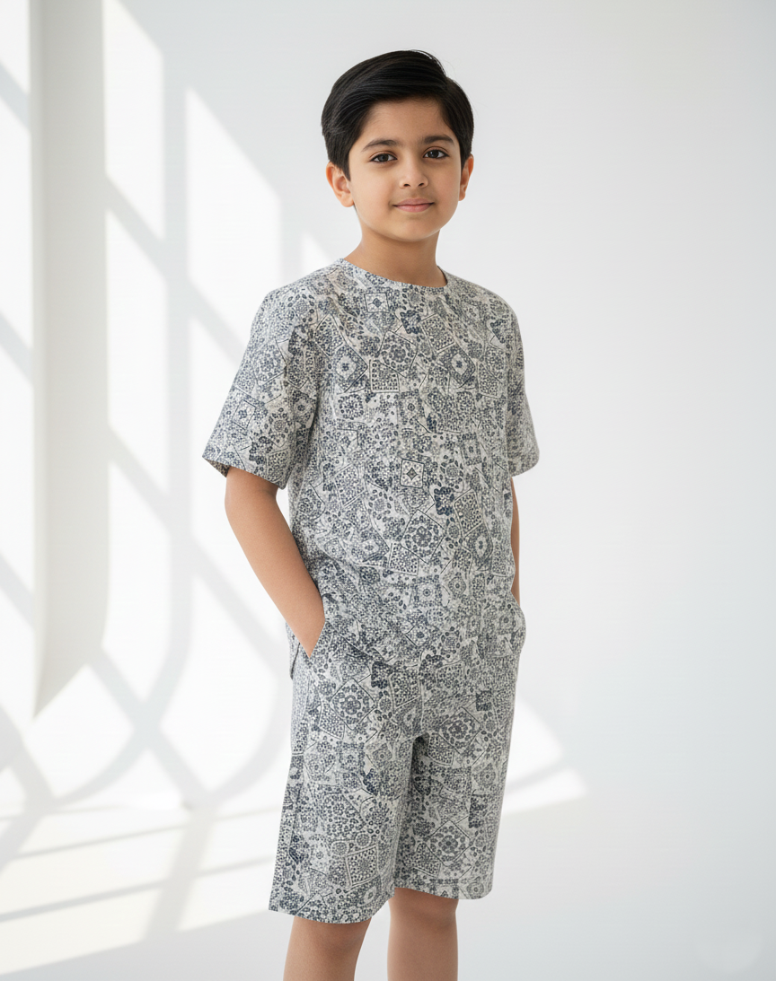 Printed Black & White Boys Niker Suits