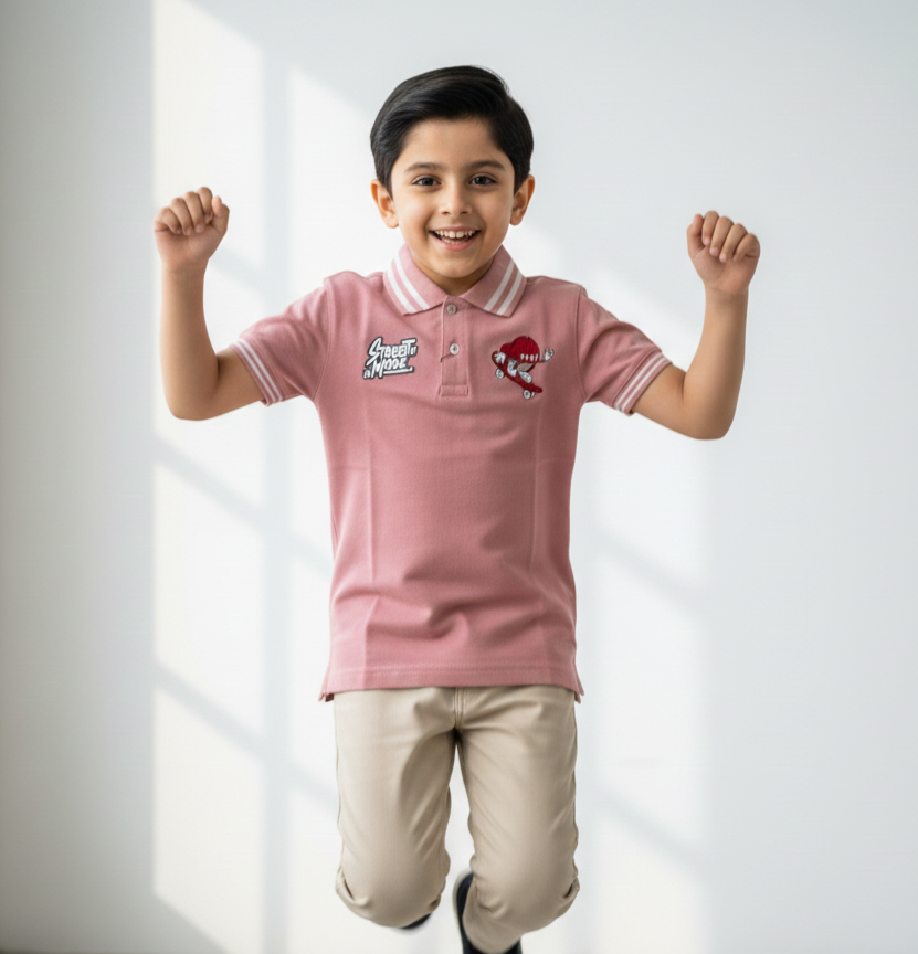 Light Pink Boys Polo Shirts