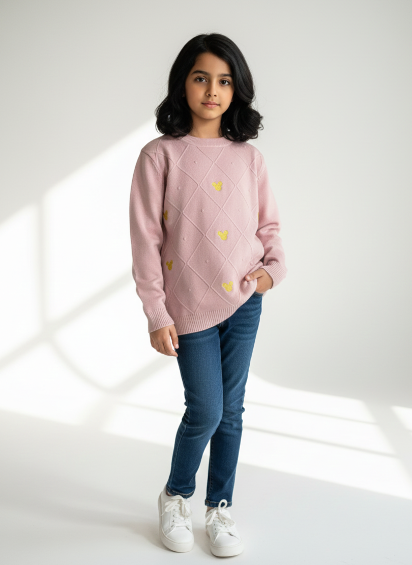 Pink Butterfly Sweater Girls