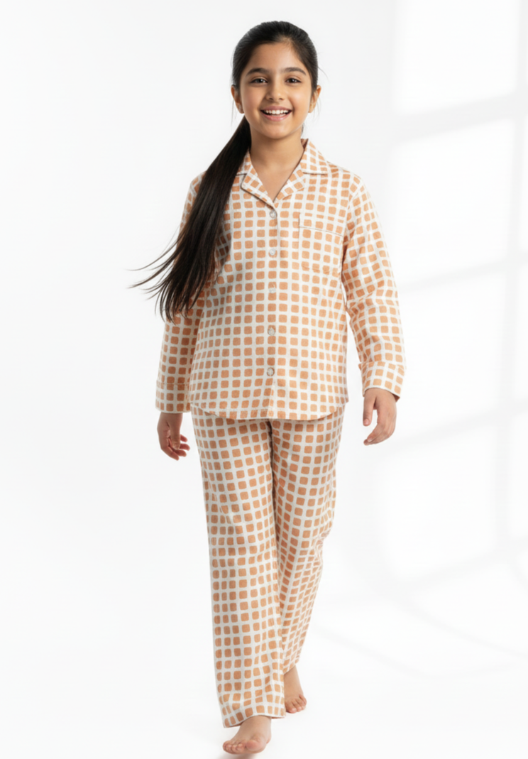 Light Peach Girls Night Suits