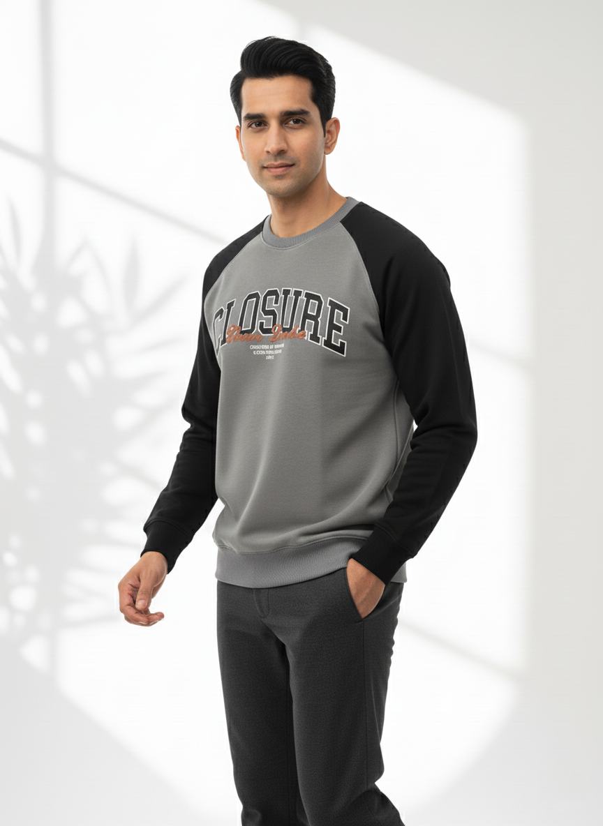 Closure Grey Sweatshirt Men