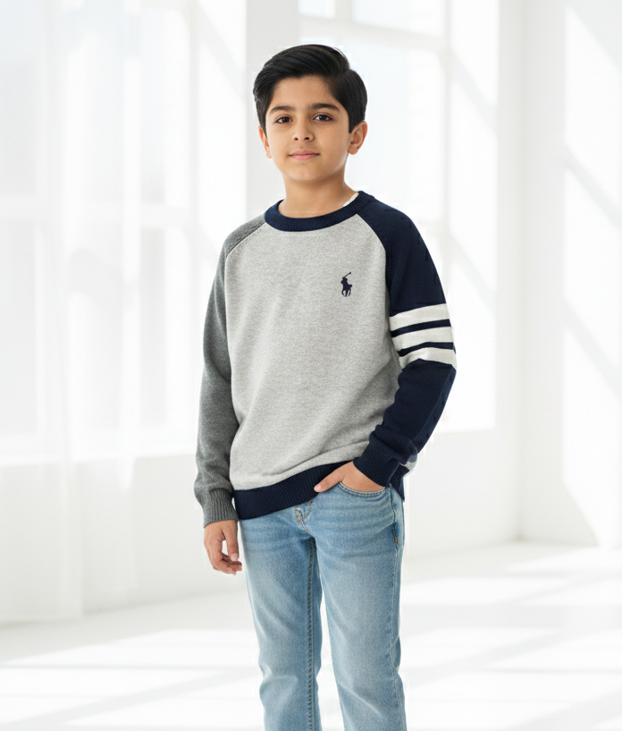 Grey & Navy Sweater Boys