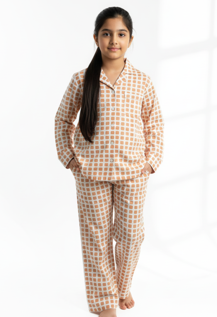 Light Peach Girls Night Suits